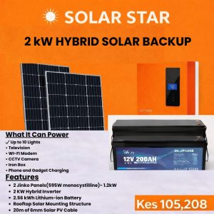 2kW Hybrid Solar Backup Complete Installation Kit Kenya