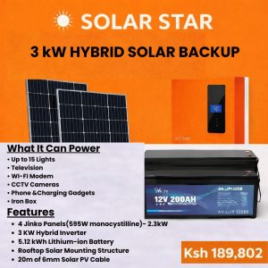 3kW Hybrid Solar Backup Complete Installation Kit Kenya